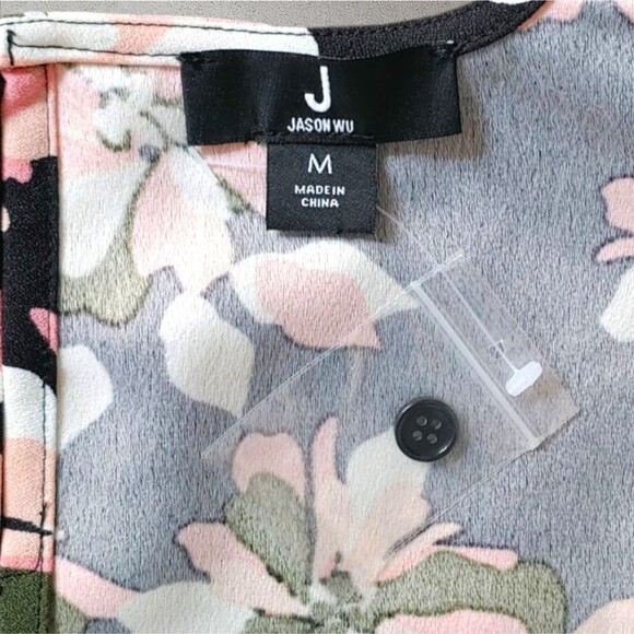 Jason Wu Women's Medium Black Pink Floral Sleeveless Peplum Blouse Top NWOT - Picture 5 of 8